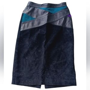 Vintage Leather and suede pencil skirt